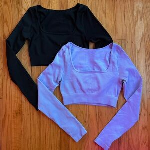 Set of Long Sleeve Active Crop Tops